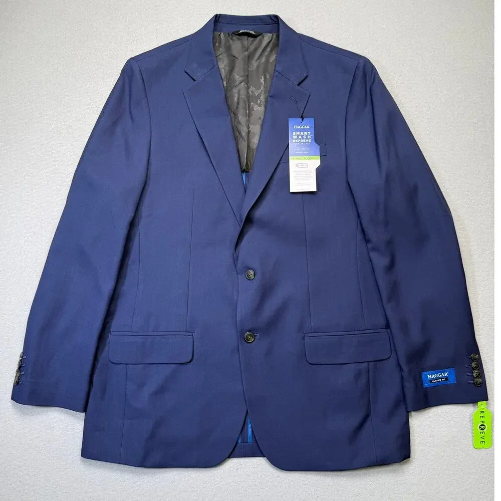 Haggar Men's Smart Wash Classic Fit Suit Jackets Midnight 44L $200
